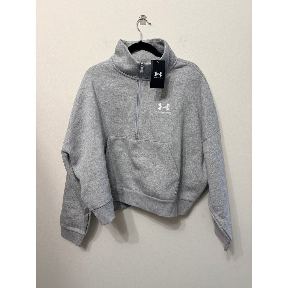 NWT Women's Under Armour 1/2 Zip Pullover Sweater in Grey Sz XL